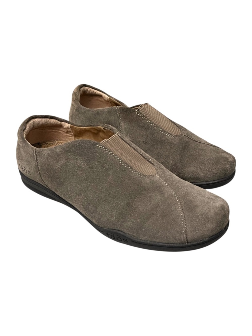 Taos Center Peace Slip On Shoes 9.5 Taupe Suede Comfort Loafers Elastic